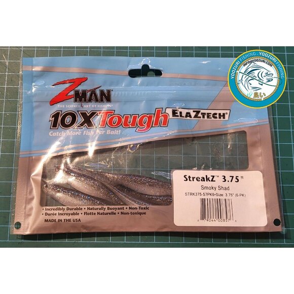 🎣2X Z-Man 10X Tough StreakZ 3.75 - Smoky Shad - Pack of 6 Zman Soft Plastic - Picture 1 of 2